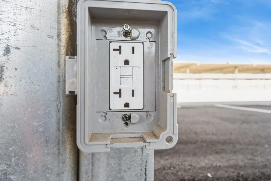 Electrical outlets available at covered RV parking spaces