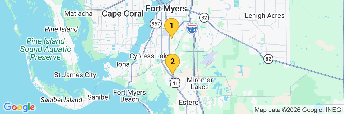 Map showing facility locations