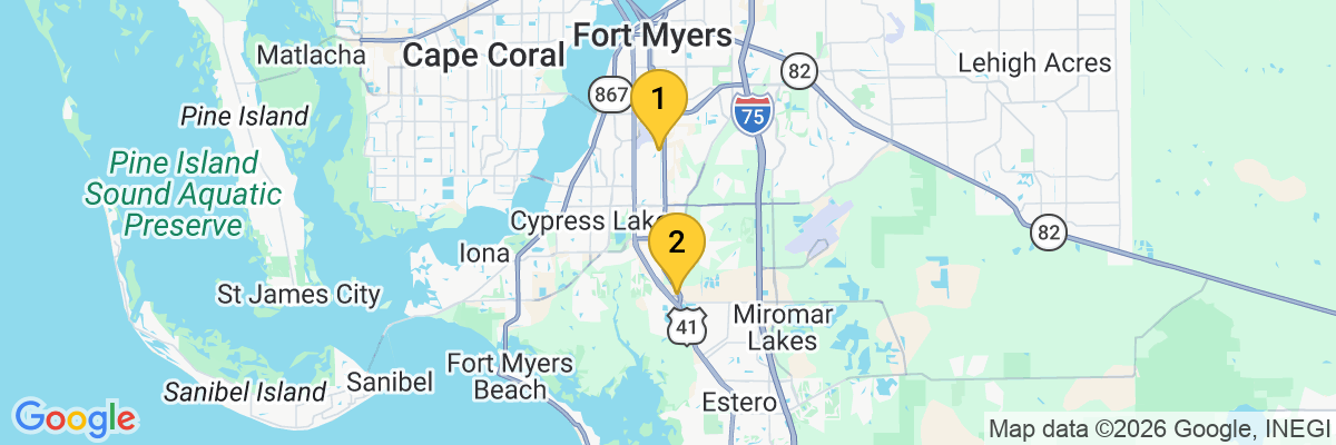 Map showing facility locations