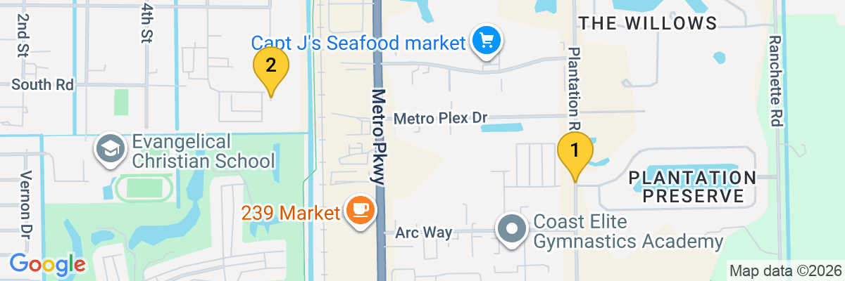 Map showing facility locations
