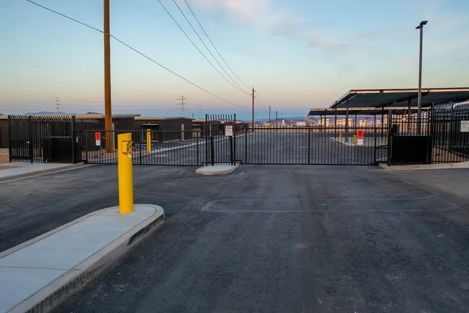 Keypad and gated entrance at facility.