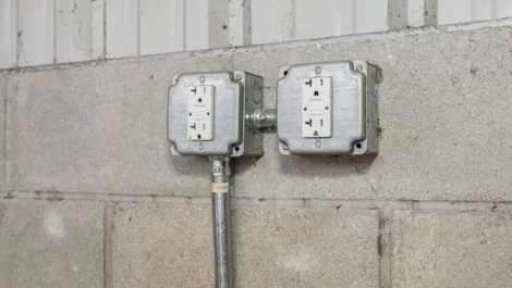 Power outlets in parking space.