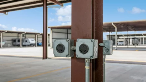 Power outlet in parking space.