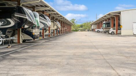 Covered Paved RV and Vehicle parking spaces.