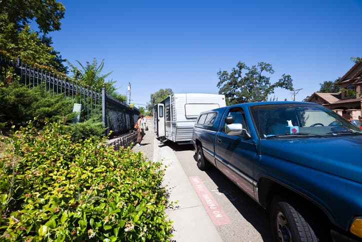 RV trailer parted on the street