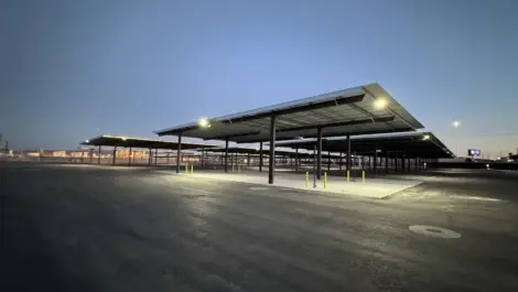 Well lit paved parking spaces.