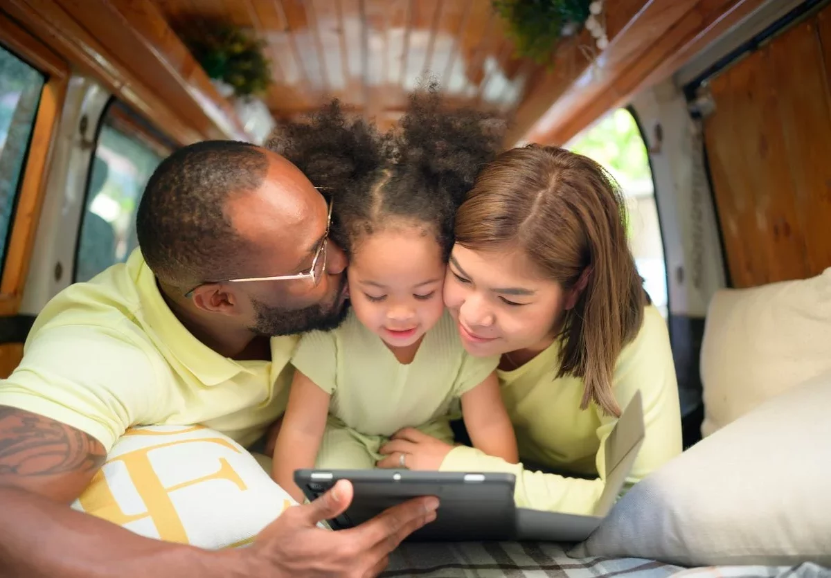 A family inside an RV.